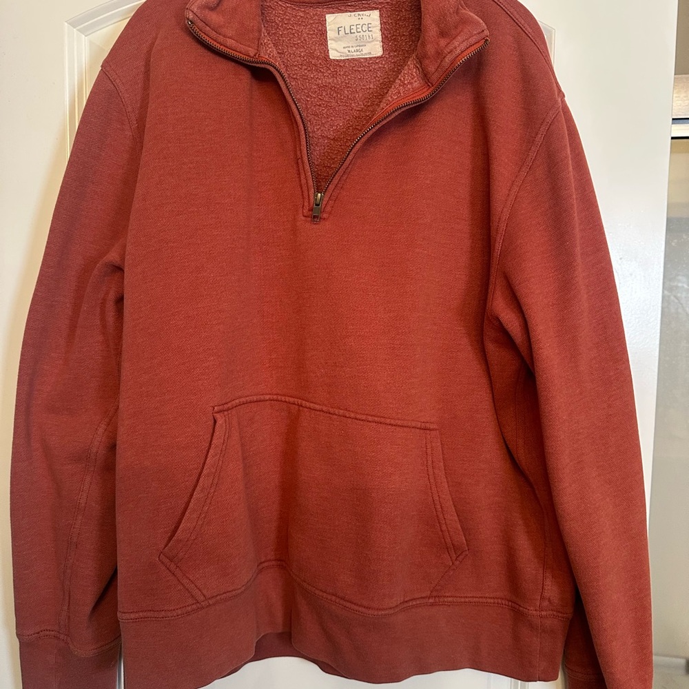 J. Crew Men's Half-Zip Fleece Pullover in Rust Red